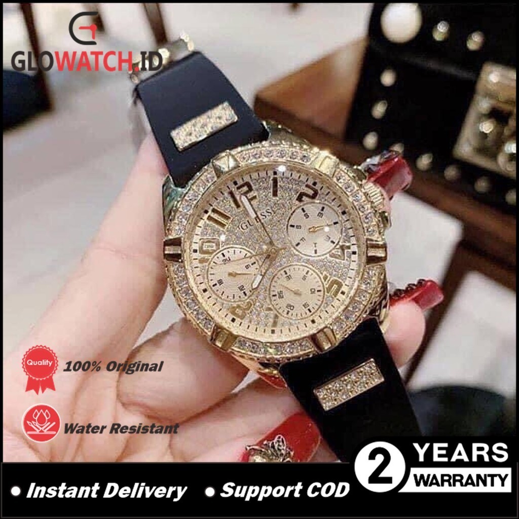 Jam Tangan Wanita Guess W1160L1 Analog Champagne Dial Women's Watch Original (Garansi 2 tahun) / Sup