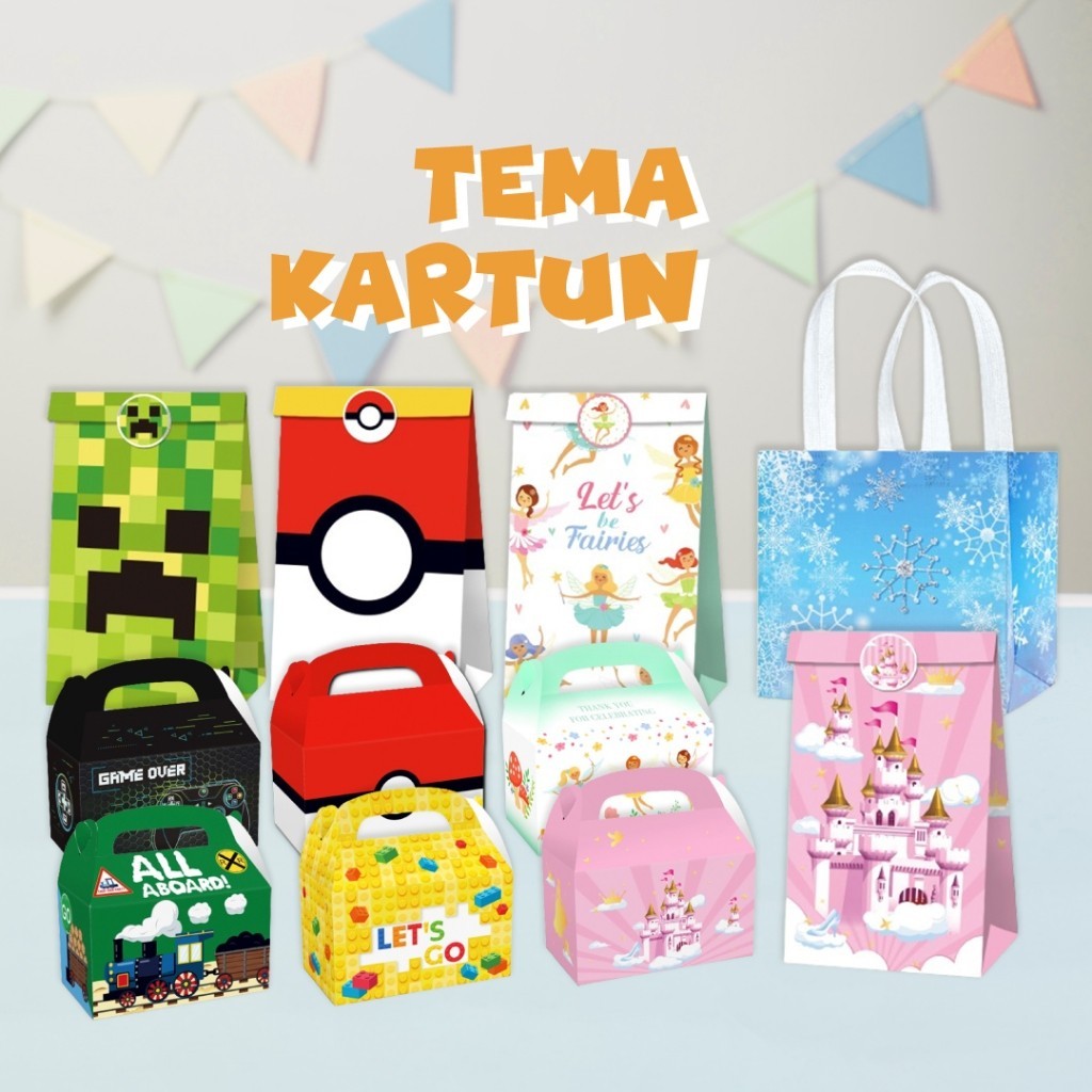 

Goodie Bag Tas souvenir Pesta Ulang Tahun Anak Jinjing Kartun Character Cartoon Paper Bag Kado