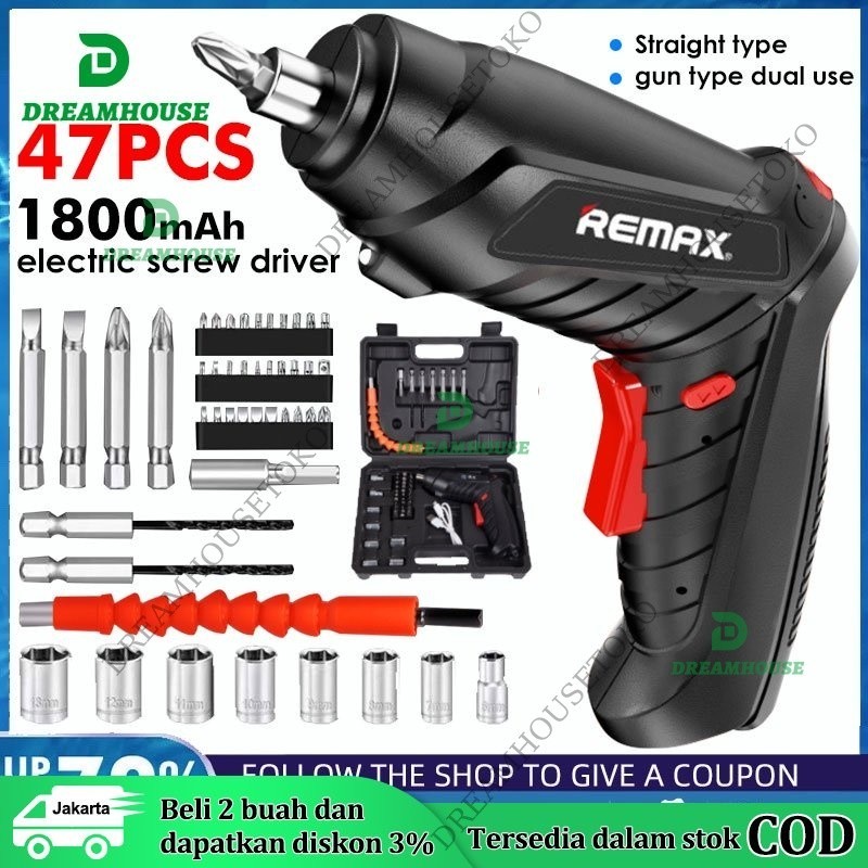 Mesin Bor set 47 Obeng Elektrik Cordless Screwdriver RECHARGER Mesin Bor Mini