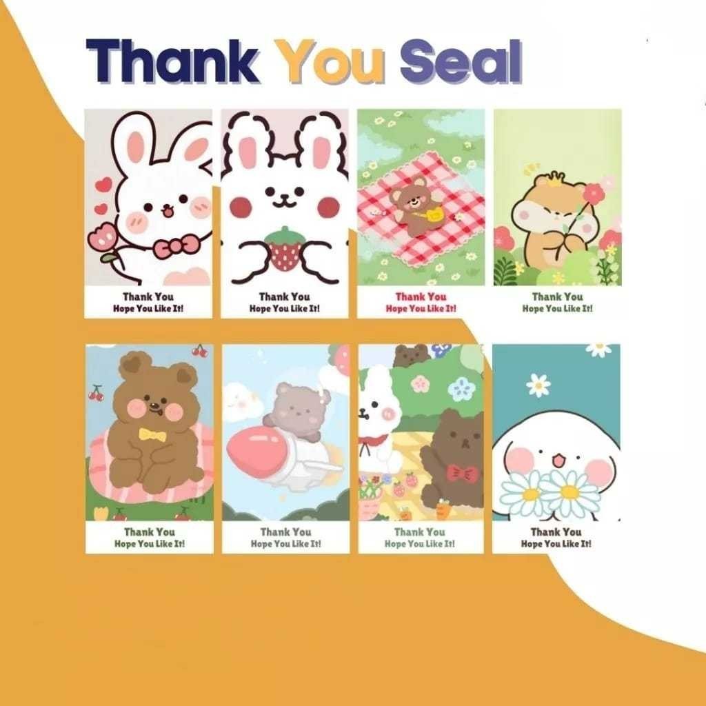 

[ , ] 5pcs Stiker Thank You Seal 9x5,5cm, Stiker Segel Box Motif Kartun Lucu