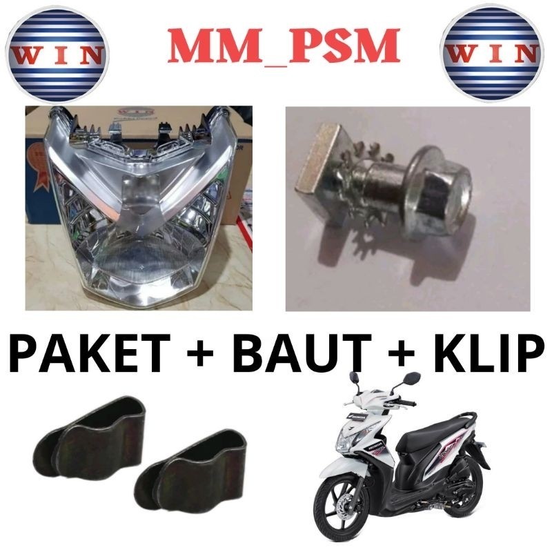 REFLEKTOR LAMPU DEPAN BEAT FI ESP STATER KASAR HALUS HEADLAMP BEAT FI BMEREK WIN SET + KLIP +BAUT RE