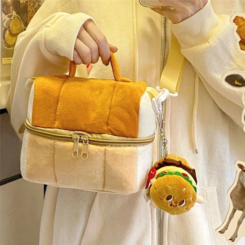 O-KAY Tas Rias Roti Panggang Yang Lucu, Tas Rias Berkapasitas Besar Dengan Gaya ins Style, Tas Penyi