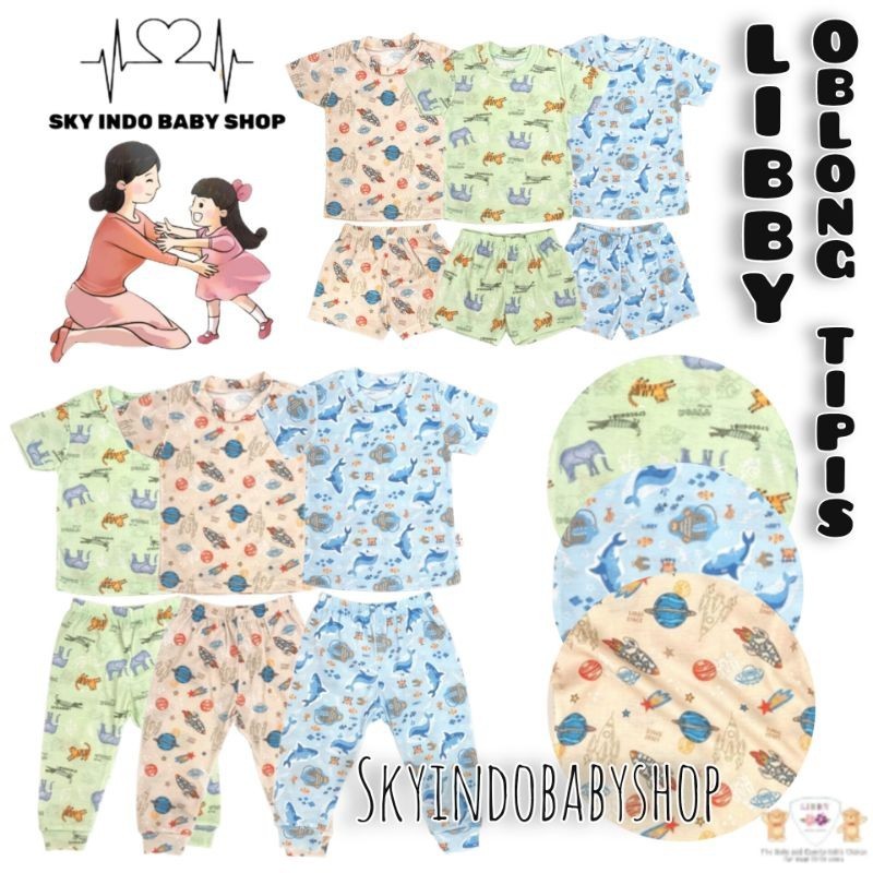 LIBBY INDONESIA | Setelan Oblong Pendek Tipis Celana Panjang & Pendek | Motif Print Cotton | Untuk B