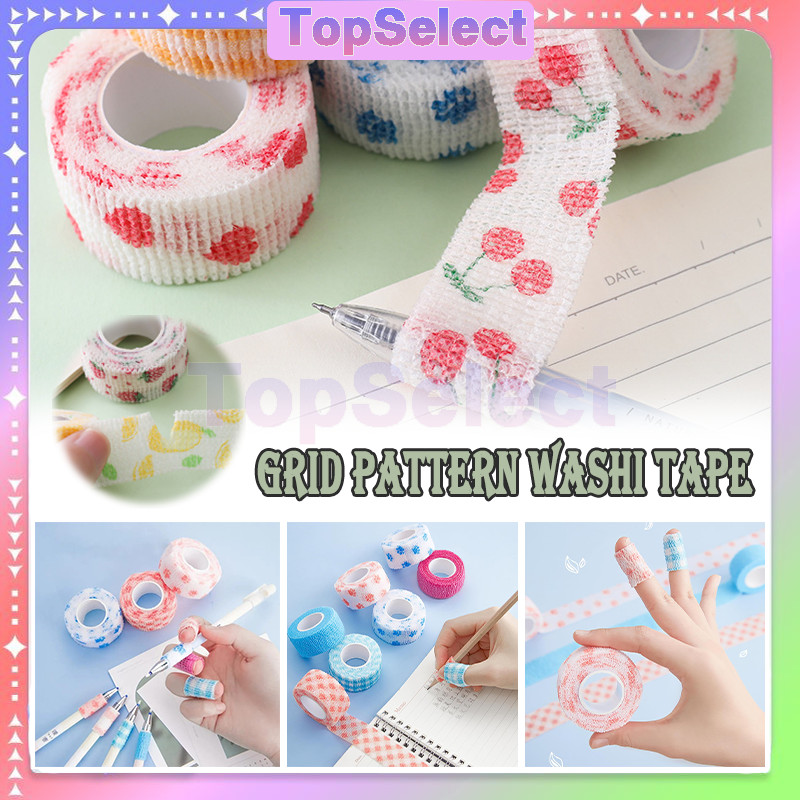 

Deco Masking Tape Jurnal DIY Scrapbook/Pita Perekat Untuk Perlengkapan Sekolah/Finger Tape /Wrist Tape /Grid Pattern Washi Tape
