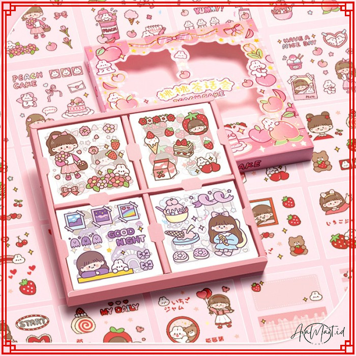 

Stiker kartun tahan air PET/100 Lembar NINI-Motif Kartun Korea Lucu Anti Air /Dekorasi Handbook Scrapbook DIY/Stiker kartun tahan air PET