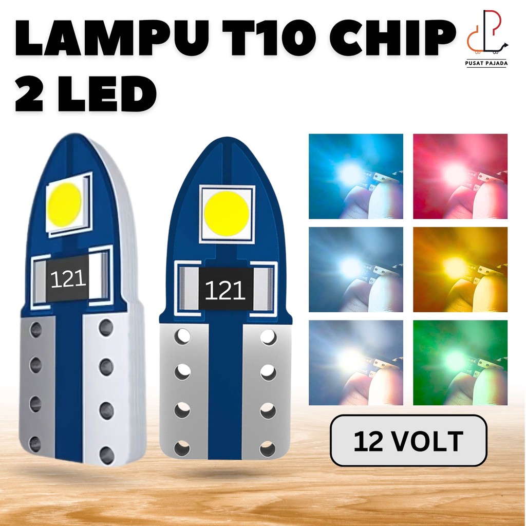Lampu Senja T10 2 LED 12v Lampu Sein Chip 2 Titik Colok SMD Mobil Motor Truk Kendaraan Super Bright