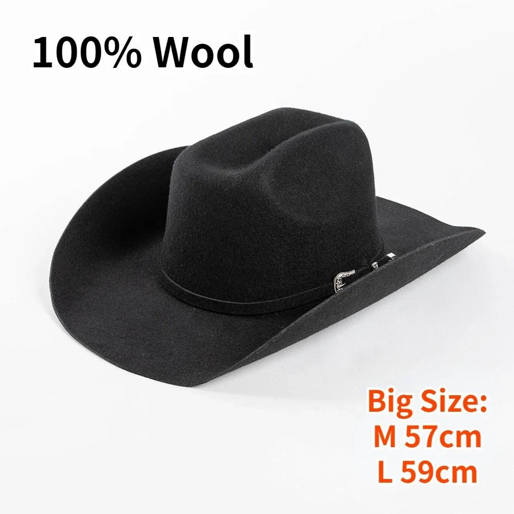 Big Size Wome Men Black Real Wool Fedora Blue Hot Pink  Western Cowboy Hat Gentleman Jazz Sombrero H