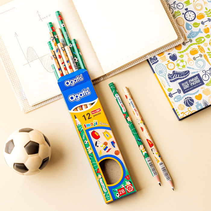 

Asaba Stationery- Pensil Tulis Agatis Neopex Hexagonal 2B IMAJIKU- Sports Ball Series - 1Box Isi 12pcs