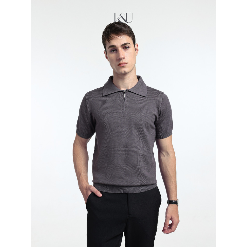 KUKAI Man | Cole Zipper Polo Top - Kaos Polo Rajut Pria - Kaos Polo Knit Pria
