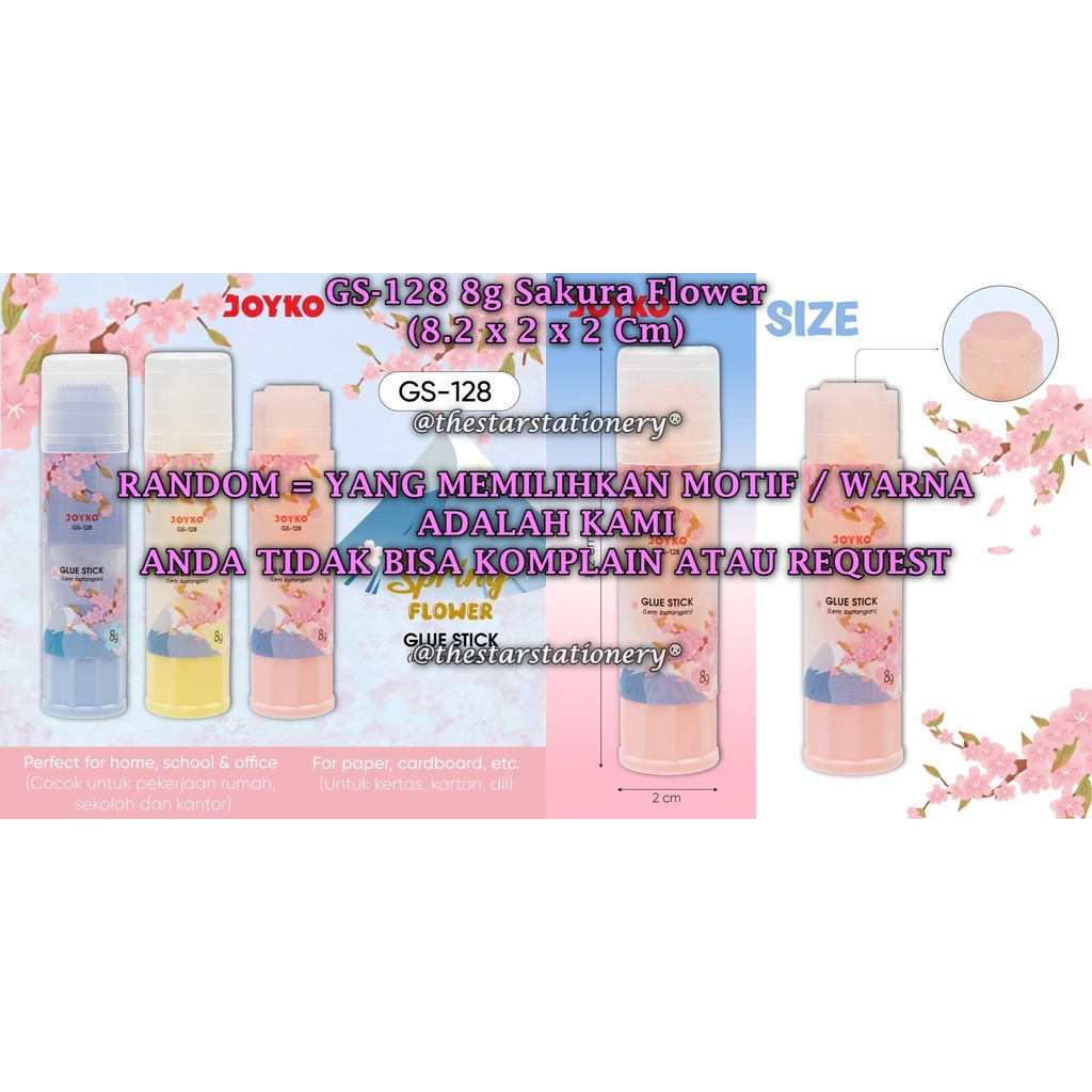 

(1 Biji) GROSIR Glue Stick JOYKO GS-128 8 Gr / Lem Batang Joyko GS-128 8gr Sakura Flower (1 Biji)