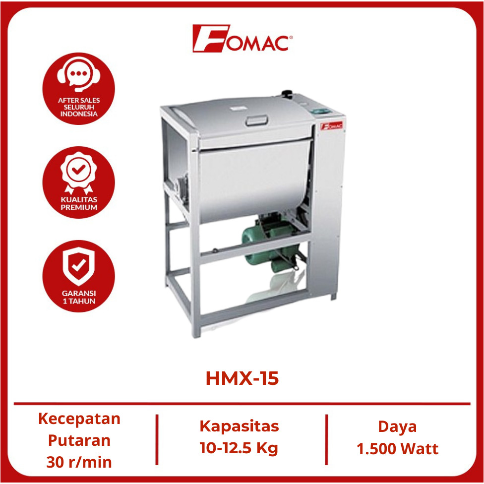 FOMAC Mesin Pengaduk Adonan Mixer Horizontal HMX-15 Mesin Pengaduk Adonan Mie Kapasitas 10-12.5 Kg