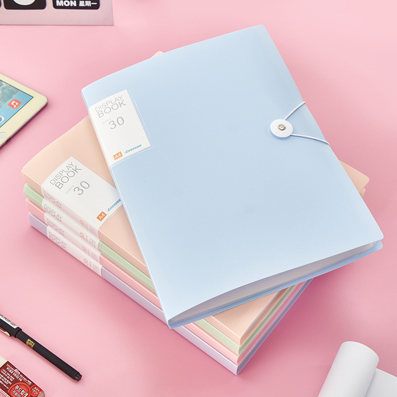 

A4 File Folder Transparent Insert Multi-layer Data Book Student Test Paper Storage Bag 60 Pages Binder Organizer Contract Holder
