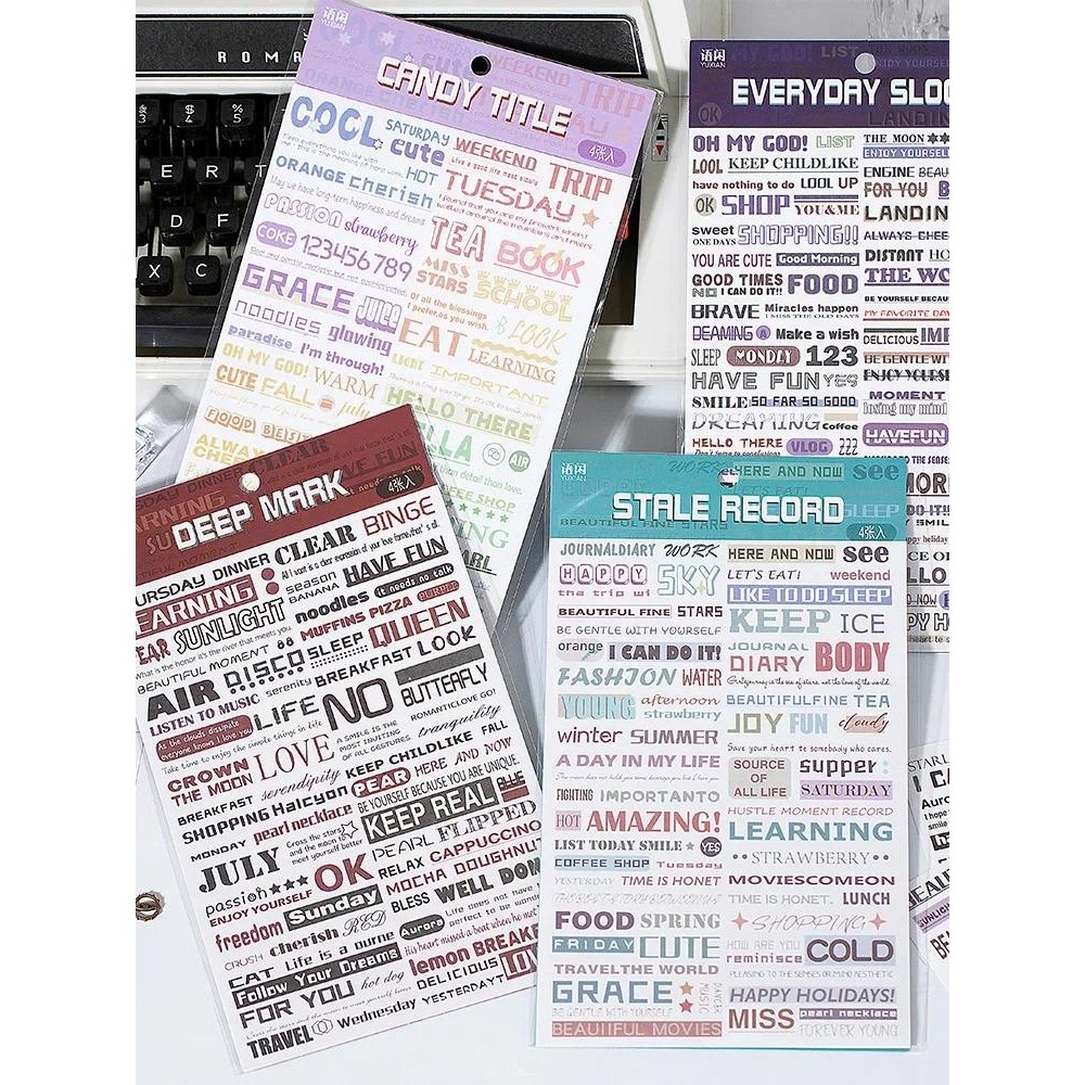 

Journamm 4pcs/pack Vintage Alphabet Stickers Planner Sticker DIY Cut Scrapbooking Supplies Decor Junk Journal Collage Stationery