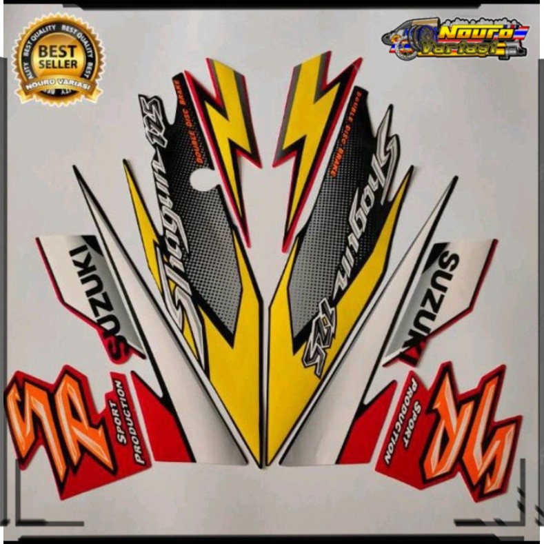 Aksesoris striping suzuki shogun sp 125 r 2006 hitam merah stiker body standar