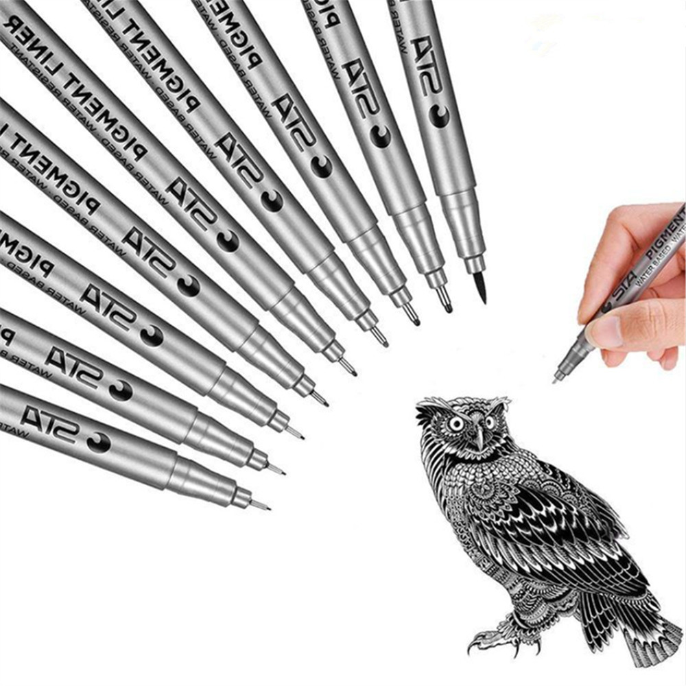 

STA Art Markers brush pen office student School Painting Line Drawing Black fine Sketching Pens supplies