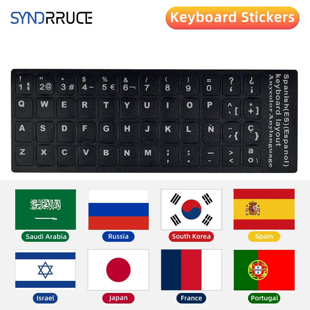 

Keyboard Stickers For Russian Spanish Portuguese Arabic Korean French Hebrew Japanese Laptop PC Desktop Letter Alphabet Layout