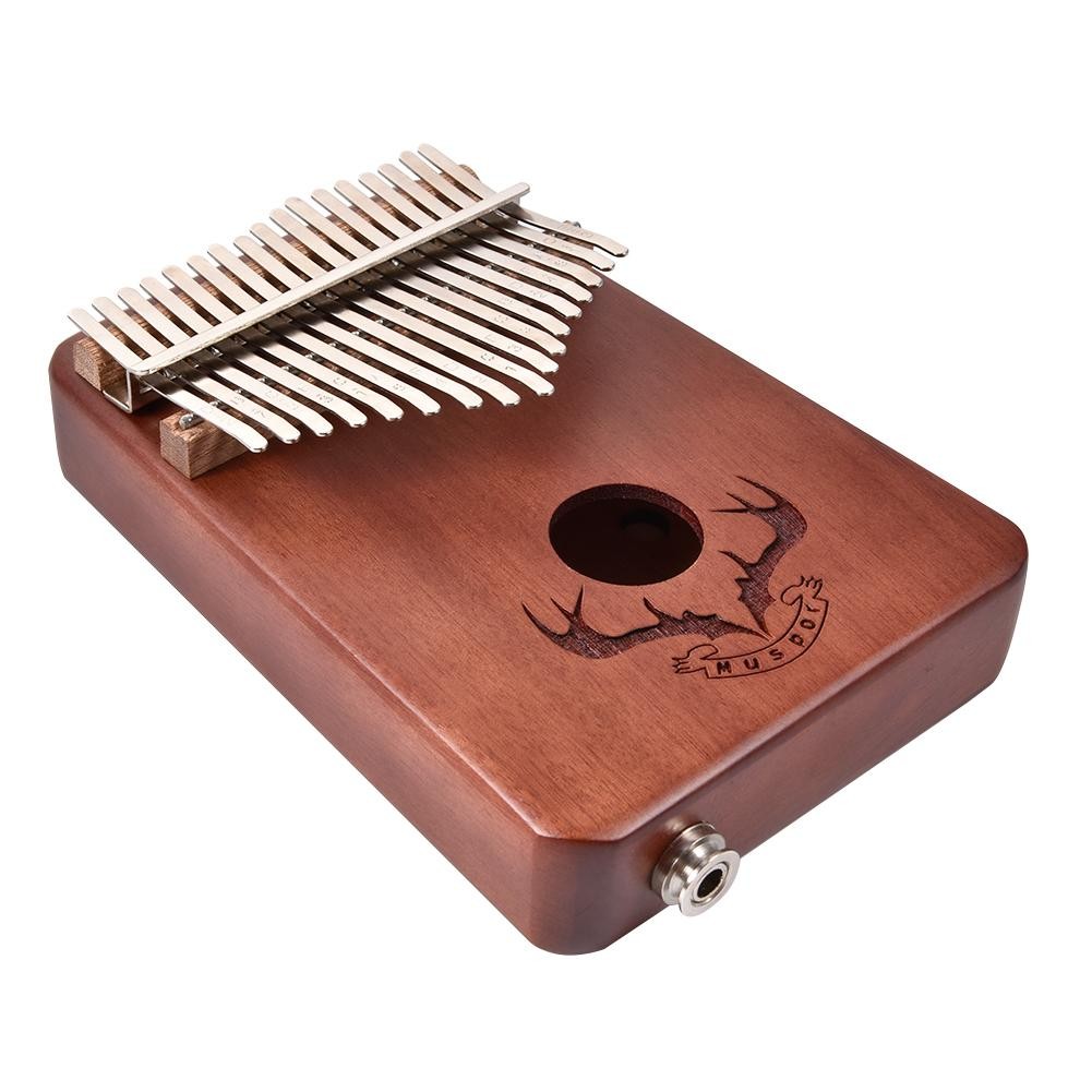 Muspor Kalimba 17 Keys Solid Mahogany EQ Thumb Finger Piano Built-in Pickup Christmas Gift (Reindeer