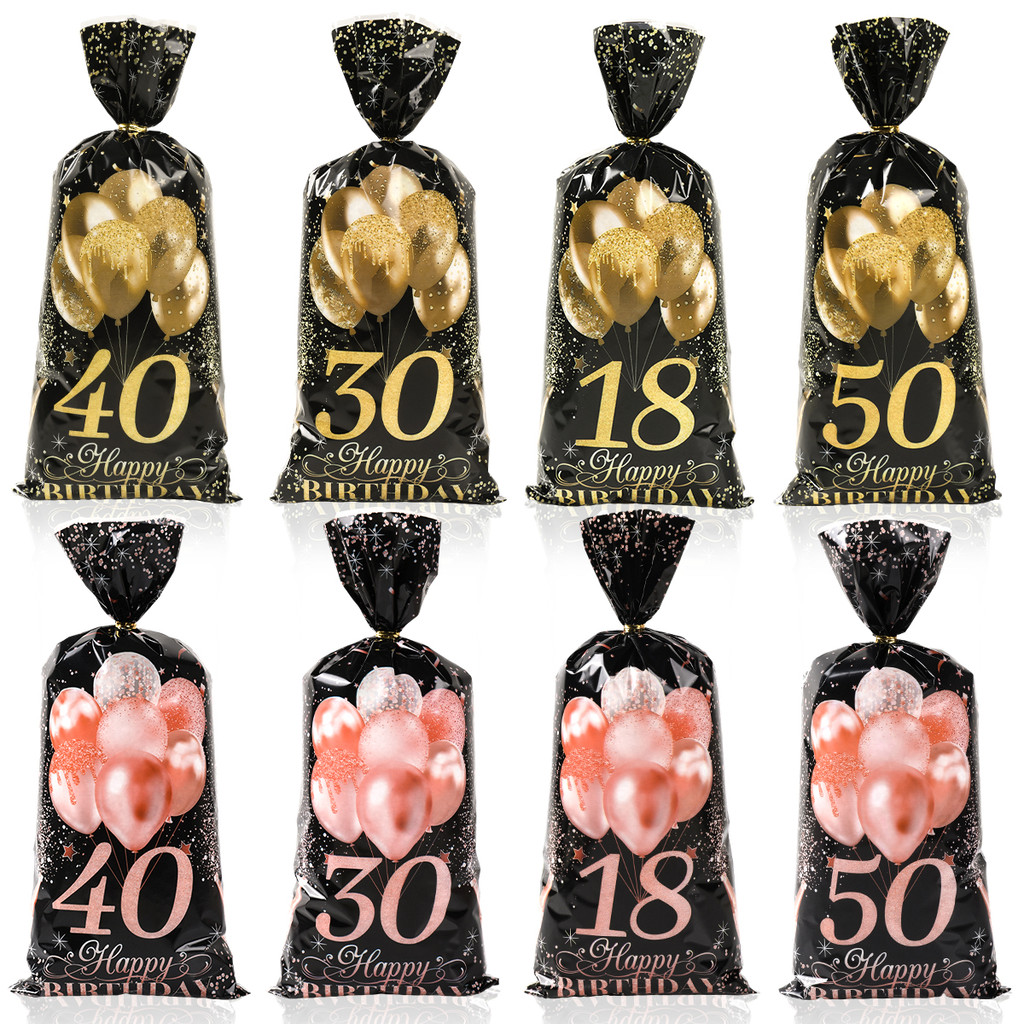 

Gold Black Candy Bags 18 30 40 50 Years Old Birthday Party Supplies Pink Black Birthday Gift Bags Adult Birthday Packaing Bags