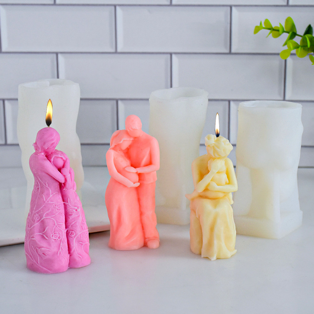 

Great Mather Silicone Candle Molds DIY Aromath Plaster Ornament Family Mom and Daughter Scented Candle Making Mother's Day Gift