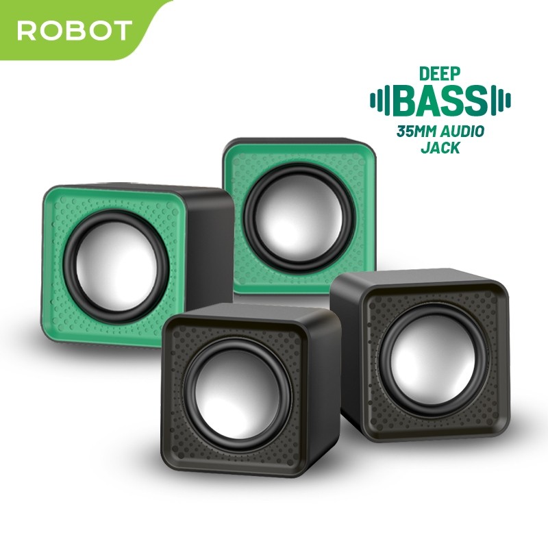 [ RS-2 6 0 ROBOT ]- ROBOT Speaker Komputer RS260 Deep Bass 35mm Audio Usb Jack Portable Music Mini f