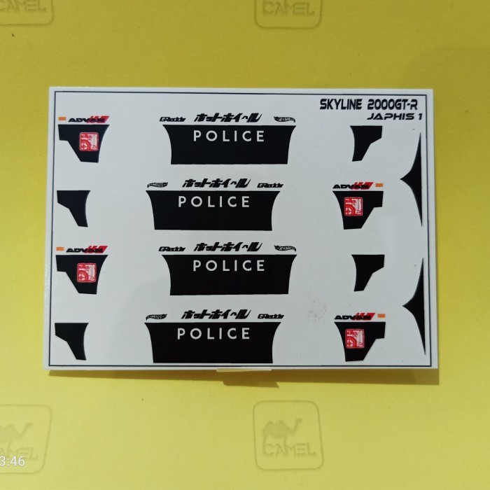 Used hotwheels nissan skyline 2000gtr kenmery japhis Decal Dekal Stiker Stiekers