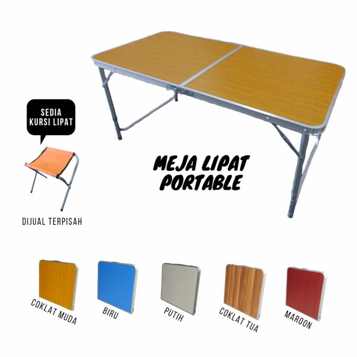 Meja Lipat Portable Koper Kotak - Coklat Tua