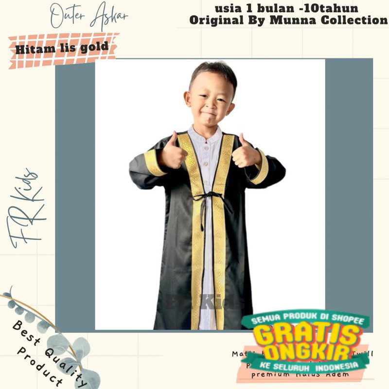 Rompi Jubah anak/ Jubah askar/ Rompi gamis arab/jubah arab/ outer wisuda/best seller/ Hijau sage lum