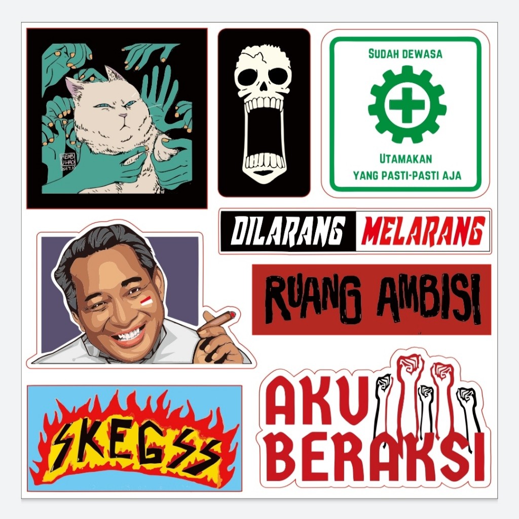 Sticker Pack Soeharto Ruang Ambisi Beraksi Skegss - Stiker Vinyl High Quality
