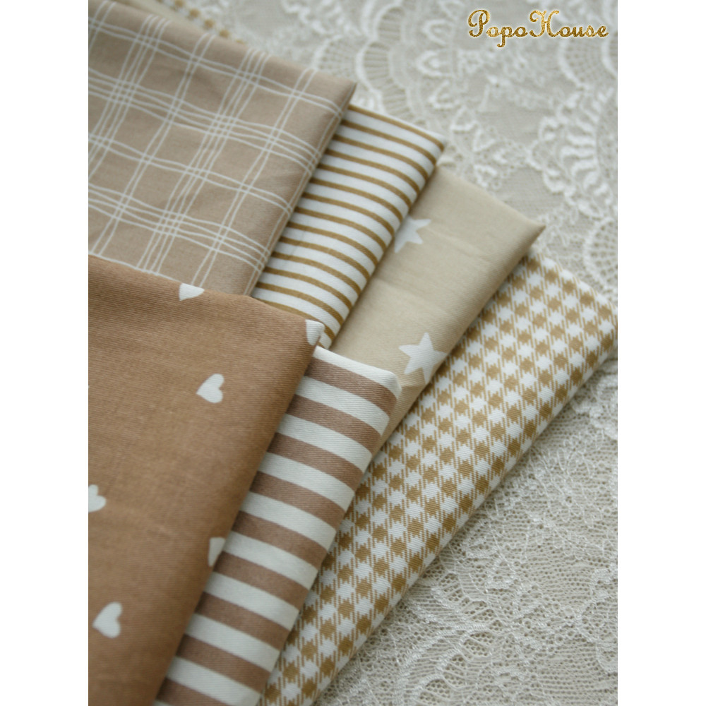 

Colored Twill Cotton Fabric for Children's Clothing Dresses and Shirts, Milk Tea, Premium, 160x50cm