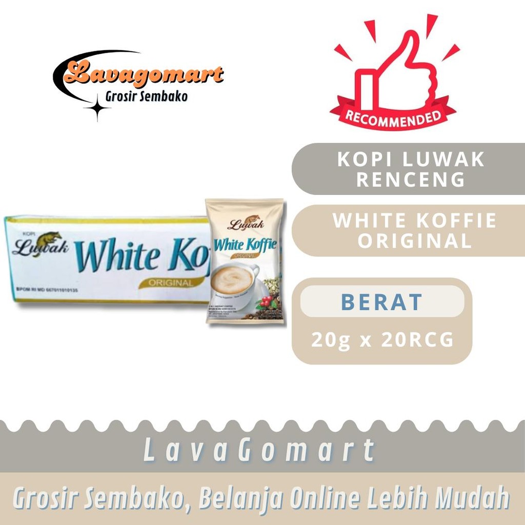 

LUWAK WHITE KOFFIE ORIGINAL RCG 10x20g - 1 DUS - LAVAGOMART - BANDUNG