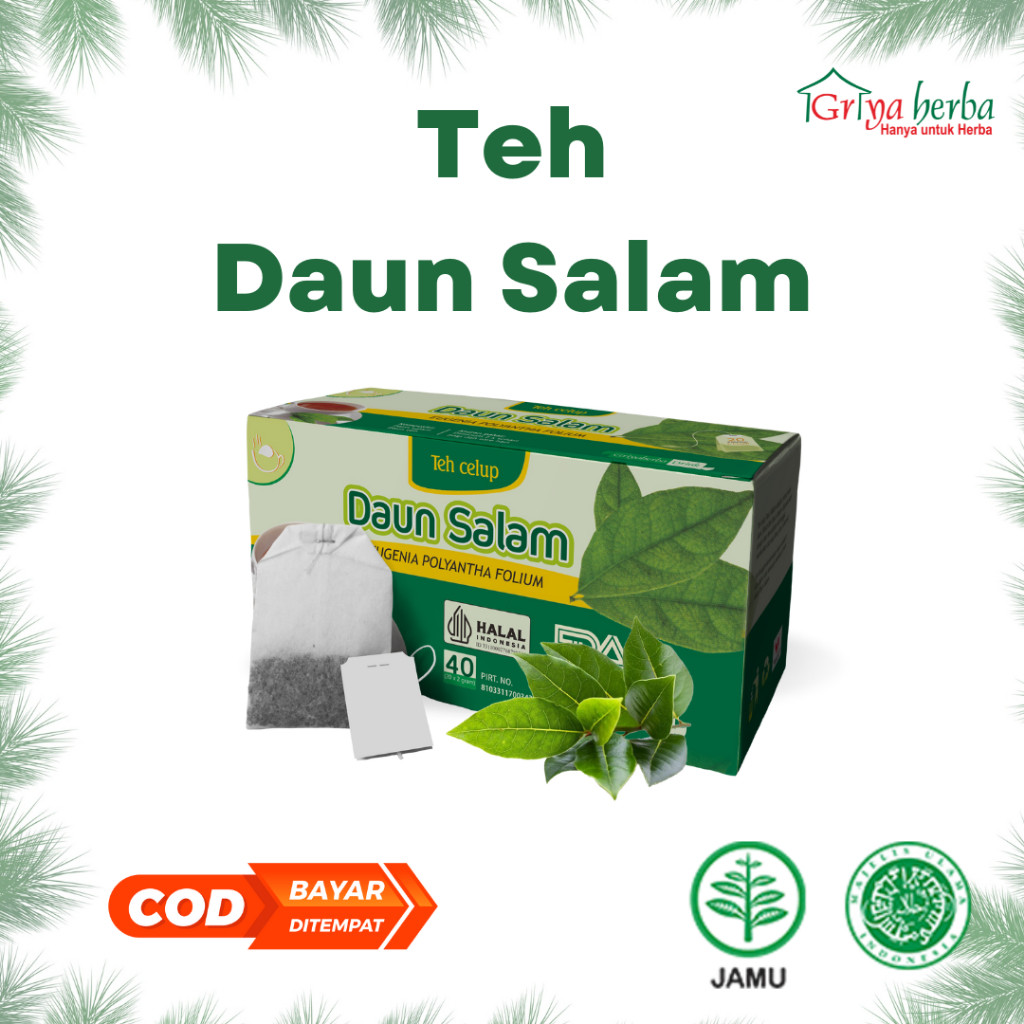 

[ ] - Teh Herbal Daun Salam Griya Herba untuk menurunkan kadar asam urat berlebih Isi 20 Kantong Halal Teh Salam