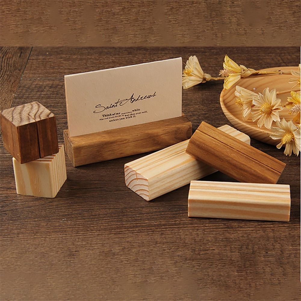 

Business Card Holder Picture Card Display Stand Wooden Stand Rectangle Photos Clip Paper Clamp Wedding Supplies Desk Accessories