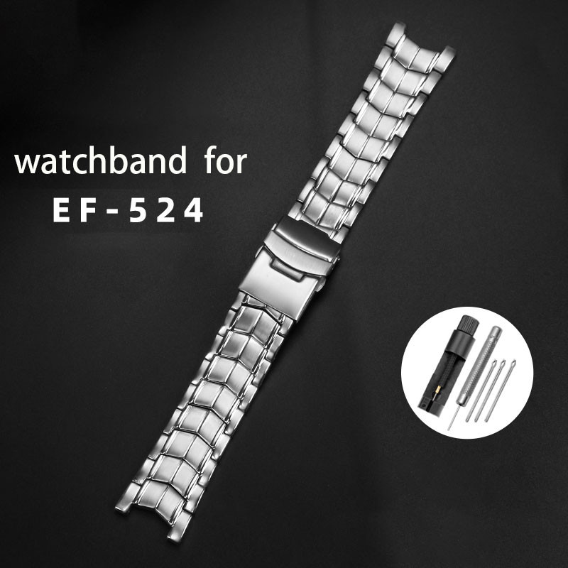 Solid Stainless Steel Genuine Watch band For CASIO Edifice EF-524 Watch Strap Bracelet Men Watchband