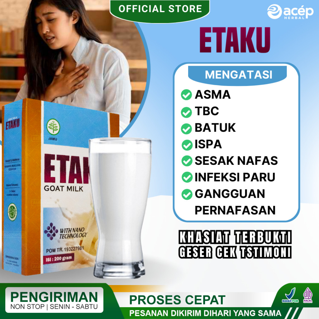 

Susu Etaku Solusi Ganguan Pernapasan Pernafasan Obat Asma TBC Infeksi paru paru Batuk Rajen Sesak Nafas