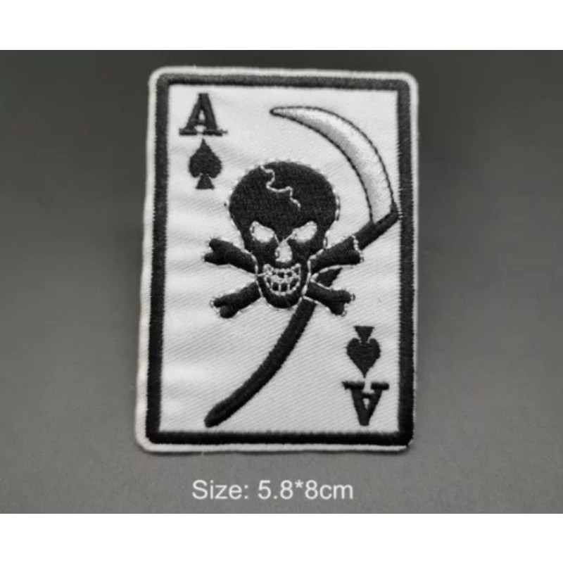 patch Bordir emblem Badge Kartu As Tengkorak Good Quality Best Seller