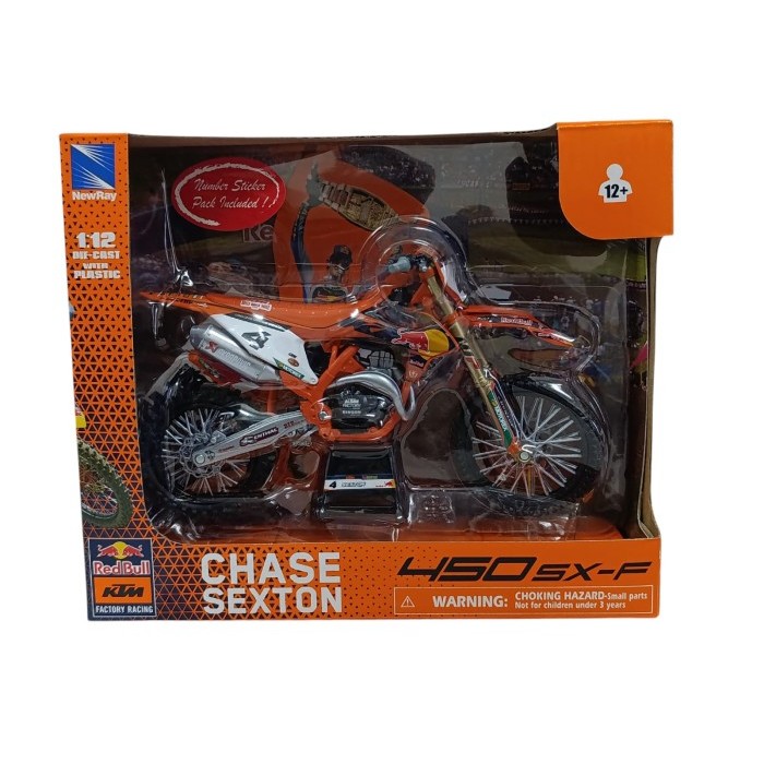 Diecast Miniatur Motor Trail - Cross Red Bull KTM Motorcycle 450SX-F Chase Sexton #4 1/12 Scale