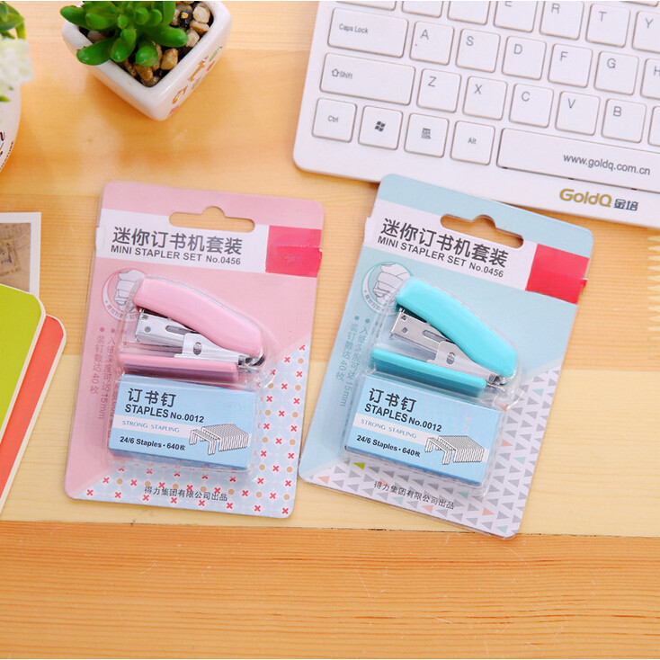 

Fresh Style Geometric Patterns Portable Mini Stapler Set Stationery School Office Supplies Gift Prizes Cute
