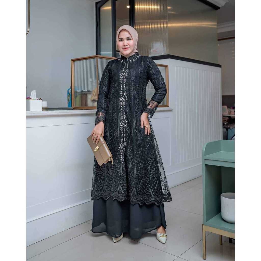 GAMIS WANITA QUTER LEPAS PASANG TERBARU/ GAMSI WANITA PREMIUM / GAMIS  TILE SUPER MEWAH  BUAT PESTA/