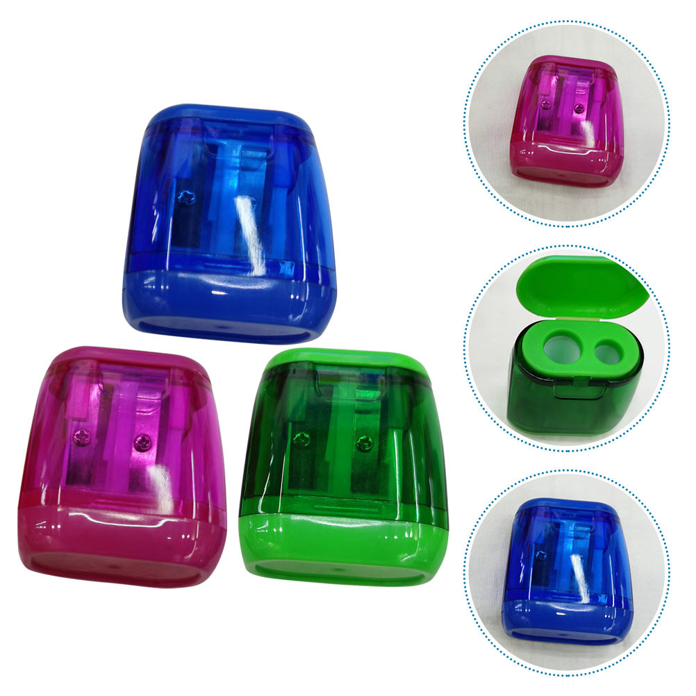 

3 Pcs Manual Pencil Sharpener Metal Sharpeners for School Bulk Color Hand Held Vintage Crayon Carpenter