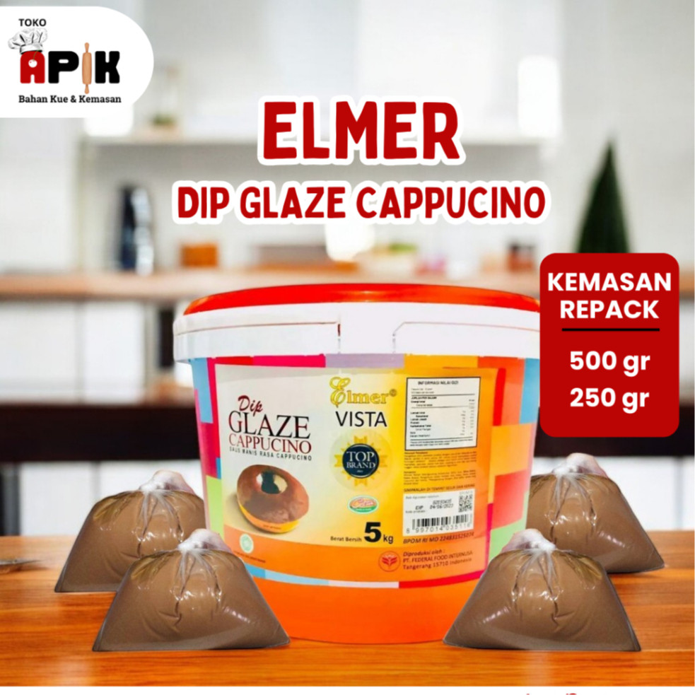 

ELMER DIP GLAZE CAPPUCCINO REPACK 250 GRAM / 500 GRAM / GLAZE ELMER REPACK