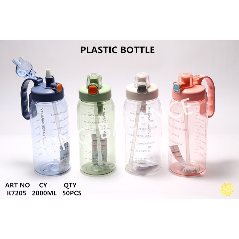 Botol Minum Transparan 2000ml - Water Bottle Air Olahraga Warna Infuse Infuser Warna 2L