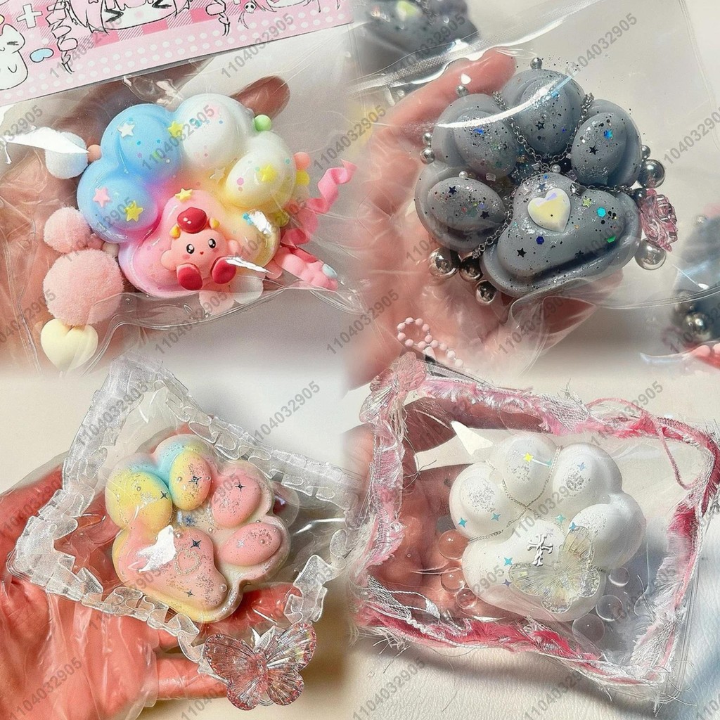 Cat Paw Taba Squishy Silicone Colorful Cat Foot Squishy Cat Paw Squeeze Toy Mochi Toy Stress Release