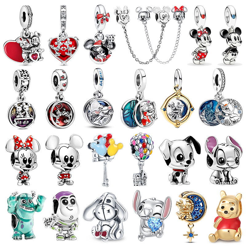 DISNEY HEROCROSS Alliance Mickey Mouse Minnie Plata De Ley 925 Silver Charms Beads Fit Pandora 925 B