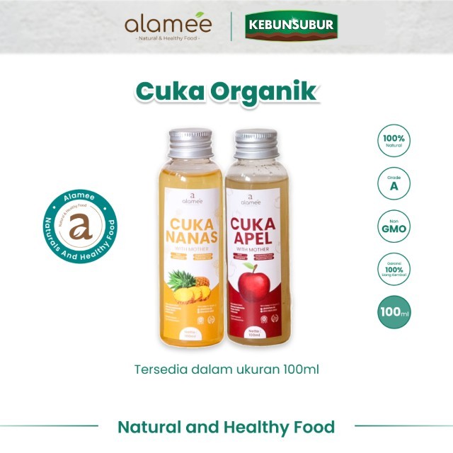 

alamee cuka murni 100 ml premium tanpa bahan tambahan lain cuka apel cuka nanas organik kebunsubur Kebunsubur