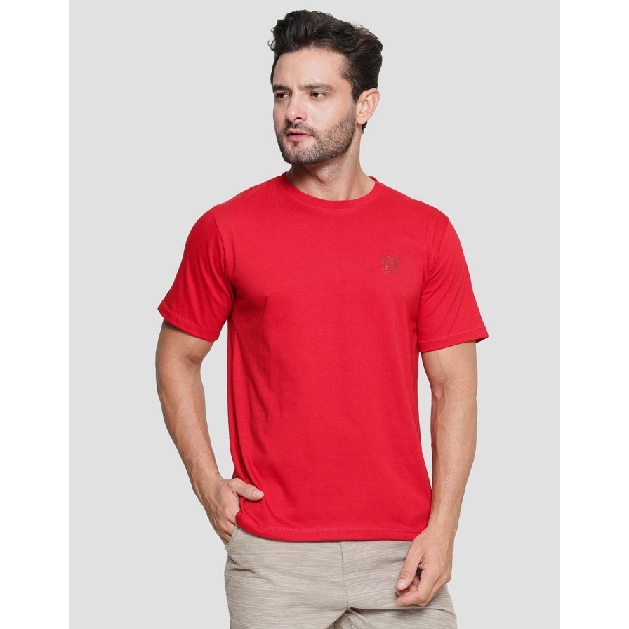 T Zone Round Neck Basic Kaos Pria 119734834 - MAROON, S