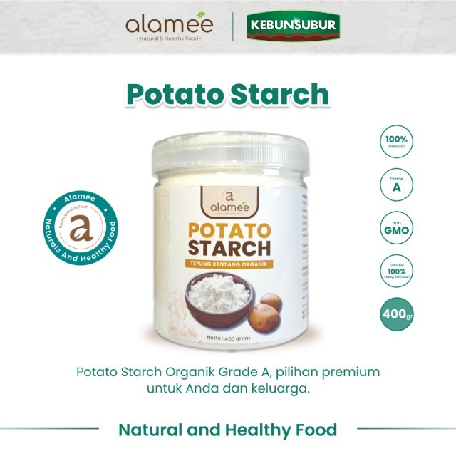 

ALAMEE Tepung Kentang Halus Potato Starch Tepung Kue PREMIUM Mashed Long Potato Powder 400gr kebunsurbur