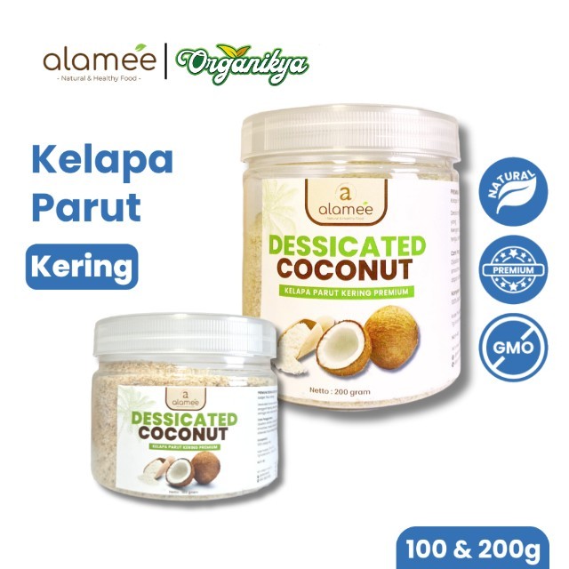 

ALAMEE Dessicate Coconut Kelapa Parut Kering Coconut Flakes Topping Kue Kelapa Kering 200gr organikya