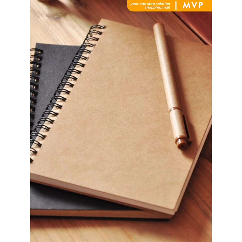 

MVP Notebook A5 Vintage Diary Book Sketch Book Journal Book Cover Hitam/ Cover Kraft 50 Lembar
