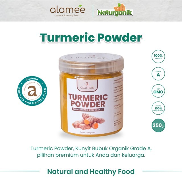 

ALAMEE Kunyit Bubuk Murni Turmeric Powder Ground Bumbu Dapur Instan Organik Asli Seasoning 250gr Naturganik