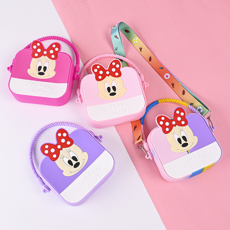 Tas Selempang Anak Jelly Silikon Karakter Minnie Mouse Disney -Waterproof - Impor - Rubber - Jinjing